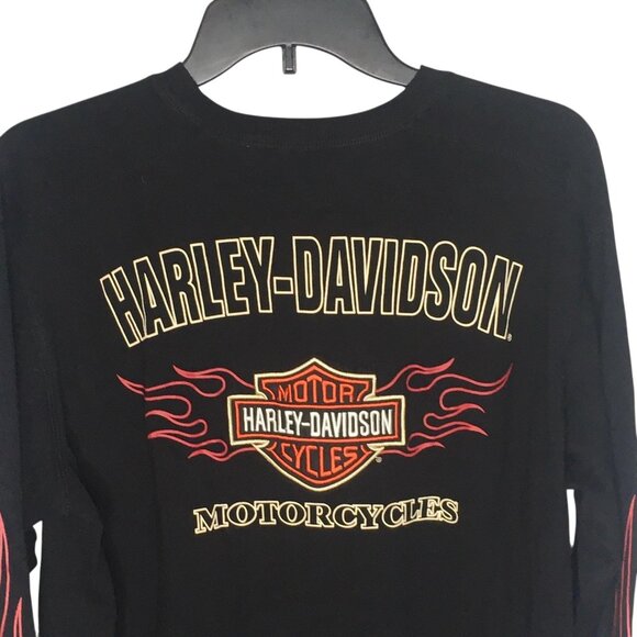 Harley-Davidson Shirt Mens Medium Long Sleeve Flames Bar & Shield 99042-09VM - Picture 2 of 14